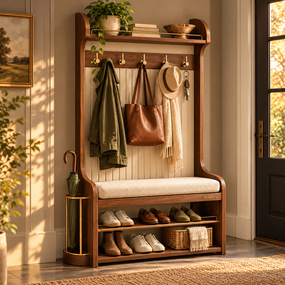 Neldovia ReadyHall Entryway Organizer with Bench & Hooks