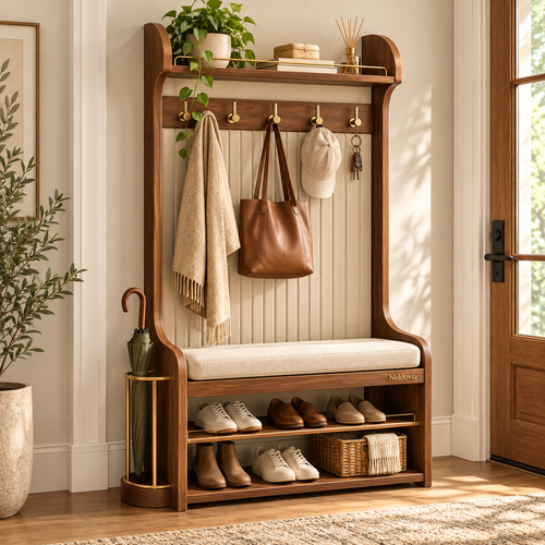 Neldovia ReadyHall Entryway Organizer with Bench & Hooks